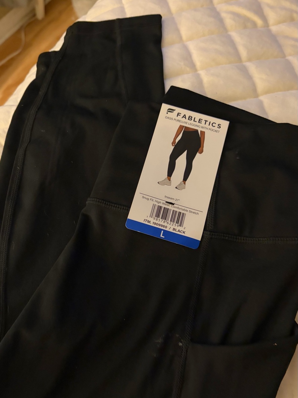 Fabletics Black High-Waist Pocket Leggings Large NWT